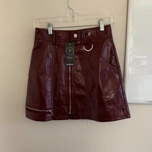 BooHoo red leather skirt NWT